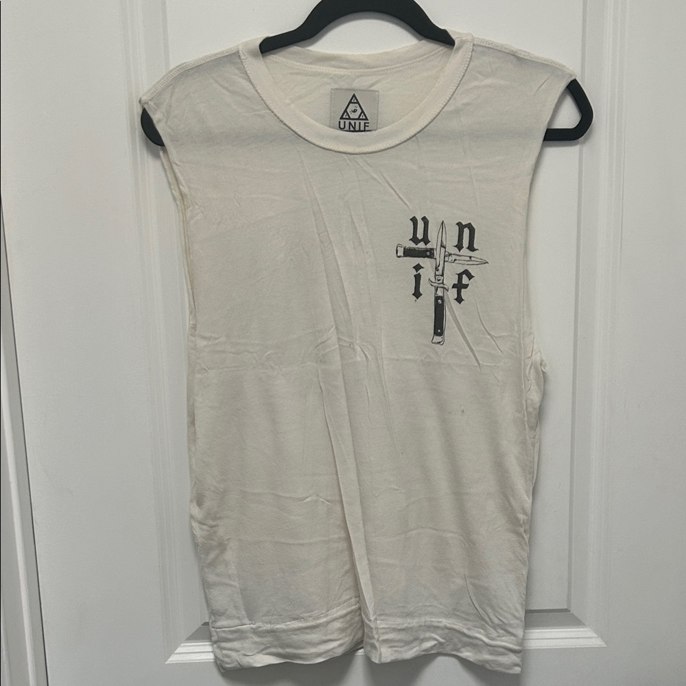 UNIF Off-White Graphic Sleeveless Top